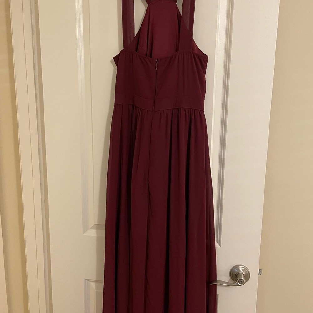 Burgundy, floor length dress